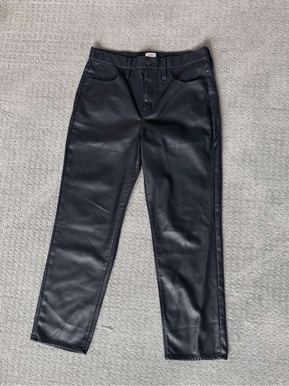 J. Crew Black Faux Leather Straight-Leg Panta